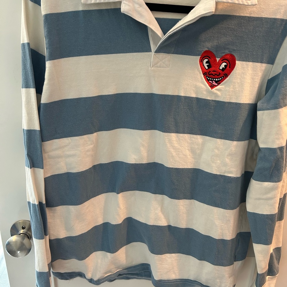 Keith Haring Long sleeve rugby. Size small and made from 100% recycled plastic
